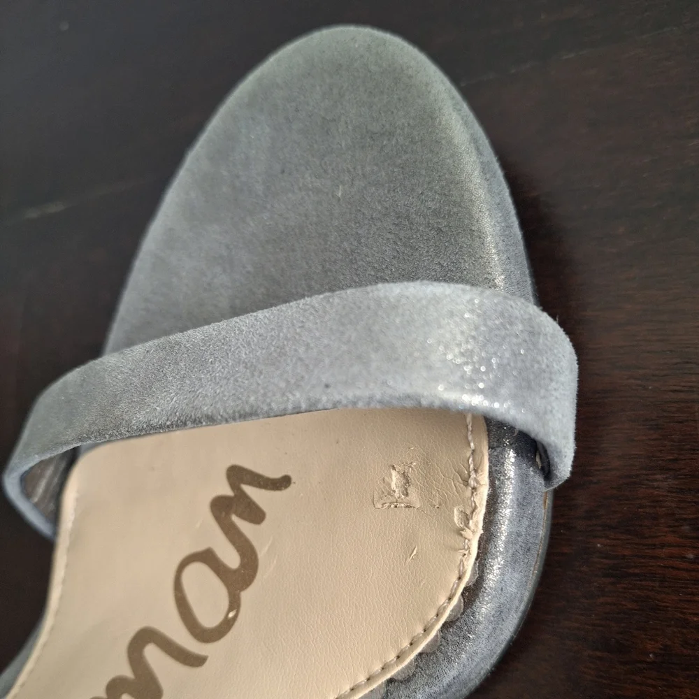 SAM EDELMAN "Ariella" Leather Stiletto Ankle Strap Dress Sandal-Silver- Size 6 - Picture 10 of 12